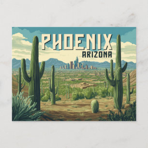 Cartão Postal Arizona Phoenix - paisagem urbana do deserto retrô