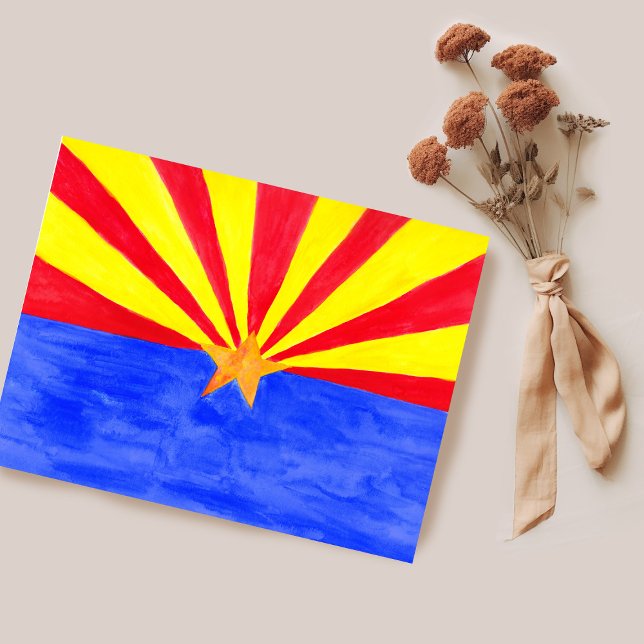 Cartão Postal Arizona Sinalizador de Aquarela (Arizona Flag Watercolor Art Postcard
)