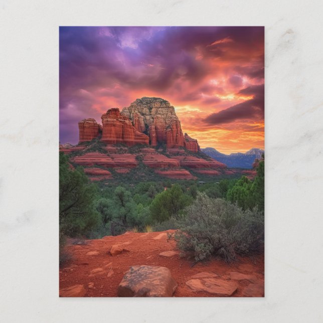Cartão Postal Arizona Vermelha Sedona Rocha Natureza Bonita Suns (Frente)