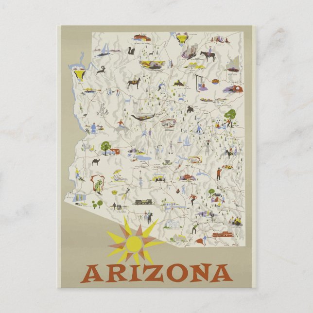 Cartão Postal Arizona Vintage (Frente)