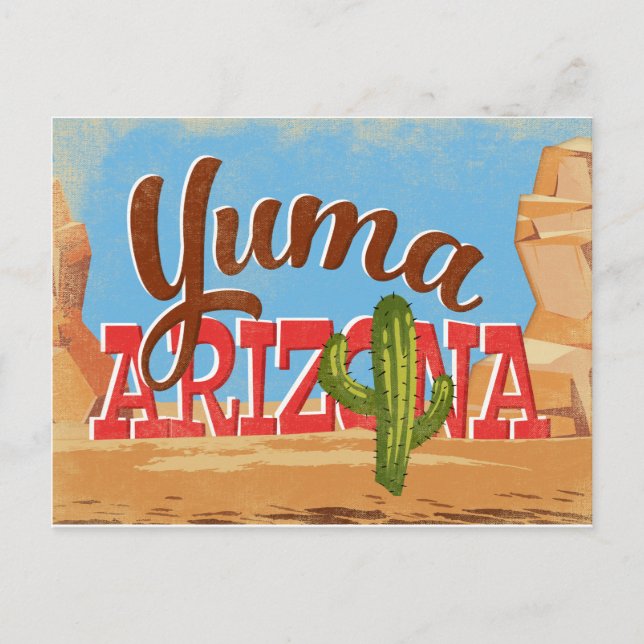 Cartão Postal Arizona Yuma Viagens vintage (Frente)
