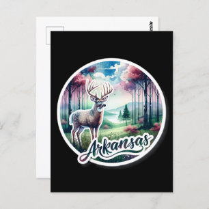 Cartão Postal Arkansas, cervo de cauda branca, Posto