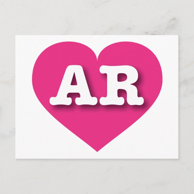 Cartão Postal Arkansas Hot Pink Heart - Eu amo AR (Frente)