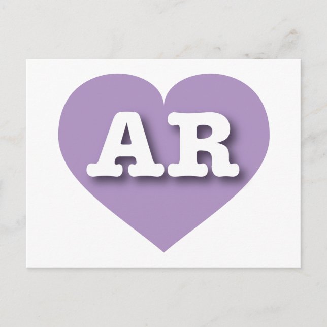 Cartão Postal Arkansas Lavanda Heart - Eu amo AR (Frente)