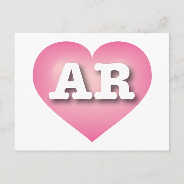 Cartão Postal Arkansas Pink Fade Heart - Eu amo AR (Frente)