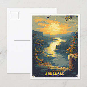 Cartão Postal Arkansas USA Art Vintage Illustration Viagem