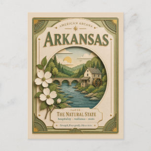 Cartão Postal Arkansas Vintage Paper Cut American Arcana