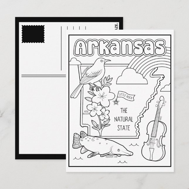 Cartão Postal arkKansas me coloriu colagem (Frente/Verso)