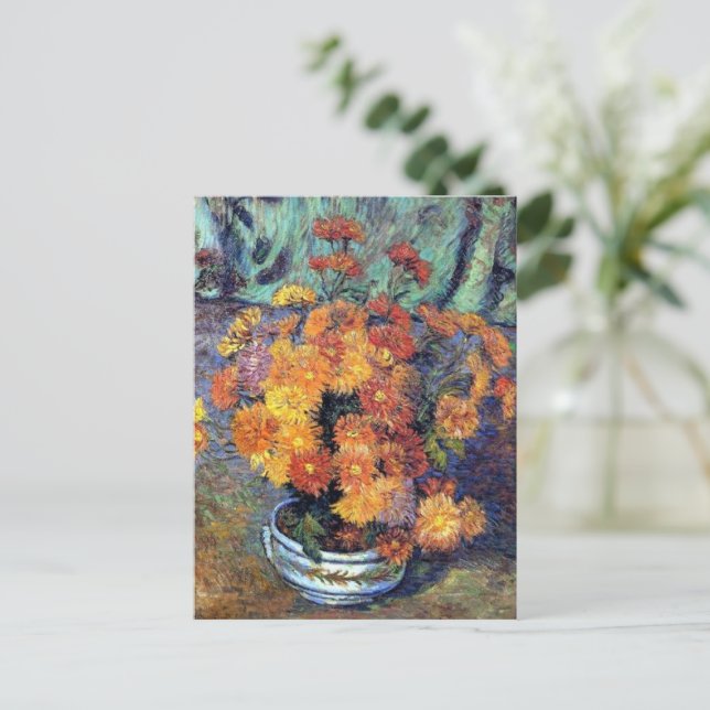 Cartão Postal Armand Guillaumin - Vaso de crisântemos (Em pé/Frente)