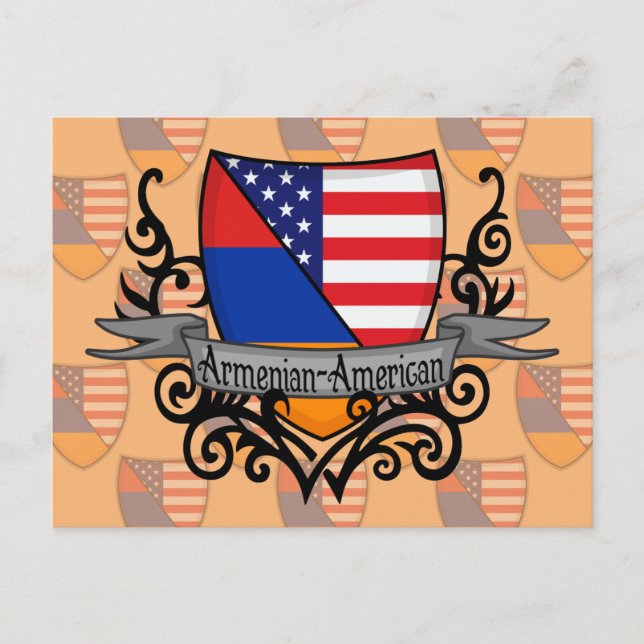 Cartão Postal Armenian-American Shield Flag (Frente)