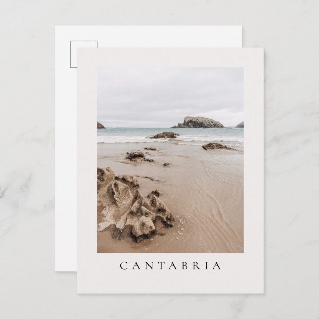Cartão Postal Arnia beach in Spain, neutral aesthetic beach (Frente/Verso)