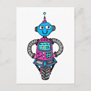 Cartão Postal Arnie Robot: Rosa e Azul