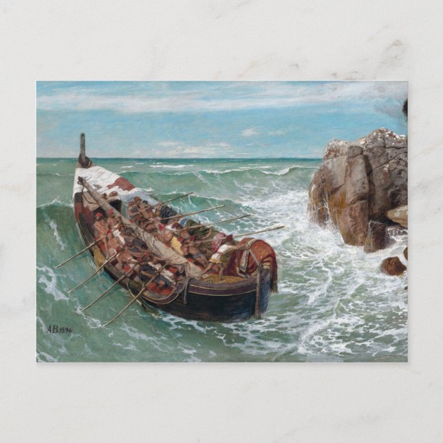 Cartão Postal Arnold Böcklin Odisseus e Polyphemus (Frente)