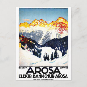 Cartão Postal Arosa, estância de montanha, Suiça, colheita