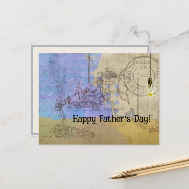 Cartão Postal Arquiteto de Lâmpada Edison Mecânica Steampunk (Frente/Verso In Situ)