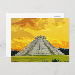 Cartão Postal Arquitetura Antiga da Pirâmide do México Chichen I