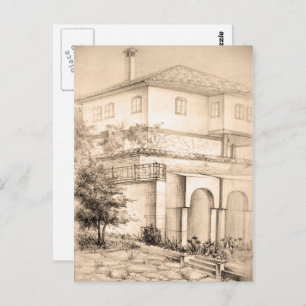 Cartão Postal Arquitetura Arte tradicional de desenho