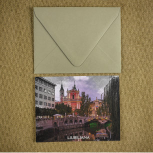Cartão Postal Arquitetura de Ljubljana Eslovênia