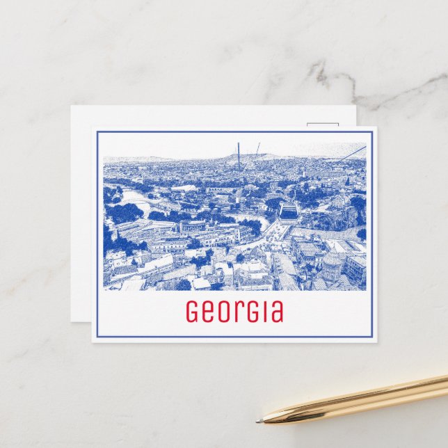 Cartão Postal Arquitetura de rua Tbilisi Georgia Cityscape (Frente/Verso In Situ)