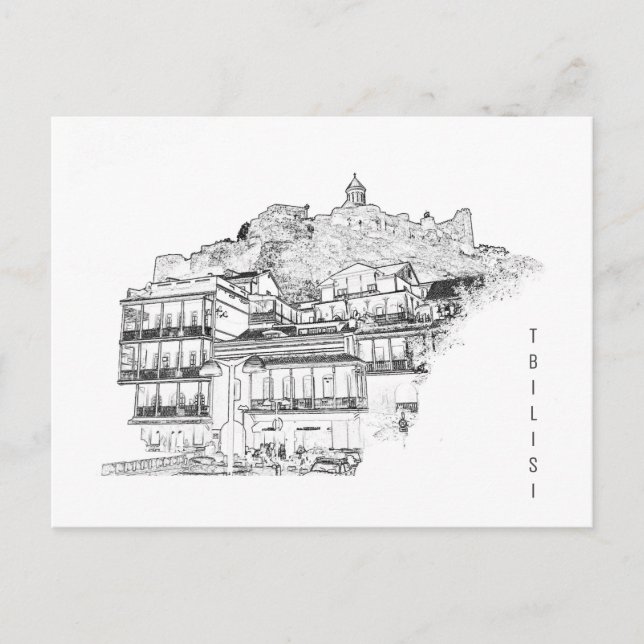 Cartão Postal Arquitetura de rua Tbilisi Georgia Cityscape (Frente)