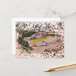Cartão Postal Arquitetura do Estádio Wrexham em Arte em Aquarela