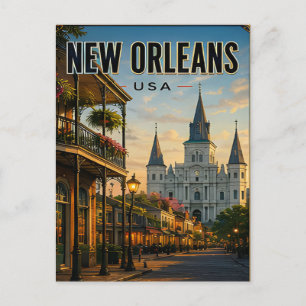 Cartão Postal Arquitetura do French Quarter de Nova Orleans Loui