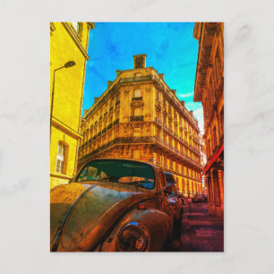 Cartão Postal Arquitetura Francesa Rua Antigo Carro Paris