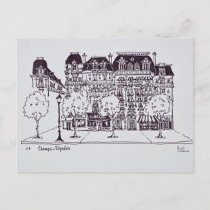 Cartão Postal Arquitetura Haussmann Champs Elysees