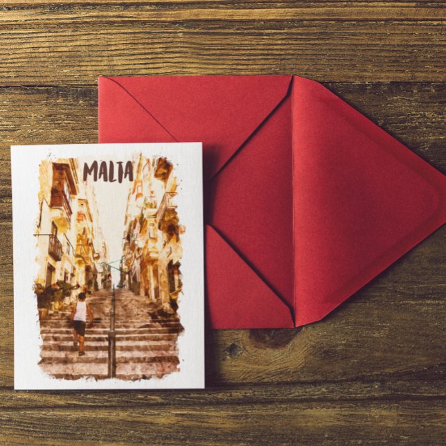 Cartão Postal Arquitetura Insular Europeia em Malta (Malta mediterranean architecture postcard)