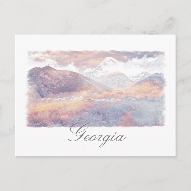 Cartão Postal Arquitetura Natureza Geórgia Kazbegi (Frente)
