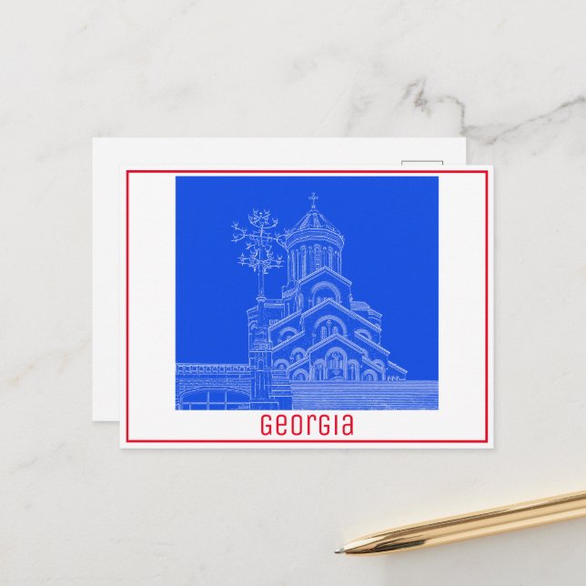 Cartão Postal Arquitetura Tbilisi Georgia Cityscape Sameba (Frente/Verso In Situ)