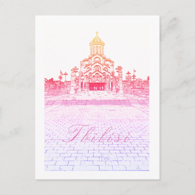 Cartão Postal Arquitetura Tbilisi Georgia Cityscape Sameba (Frente)