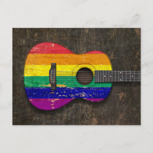 Cartão Postal Arrancado Orgulho gay Sinalizador Arco-Íris Guita