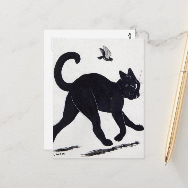 Cartão Postal Arrancando Tom Cat por Louis Wain (Frente/Verso In Situ)