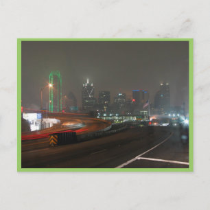 Cartão Postal Arranha-Céu Com Neon Em Dallas Centro No Texas