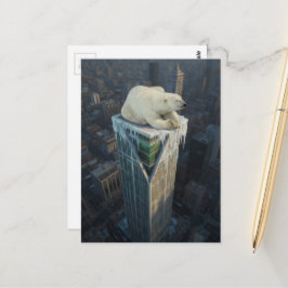 Cartão Postal Arranha-céu de Urso Polar derretendo gelo aquecime