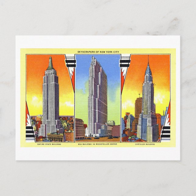 Cartão Postal Arranha-céus Antigos de Nova York (Frente)