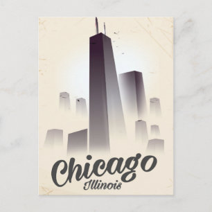 Cartão Postal Arranha-céus de Chicago pôster de viagem vintage