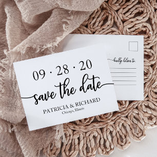 Cartão Postal Arranjo Chic Preto E Branco Salvar A Data