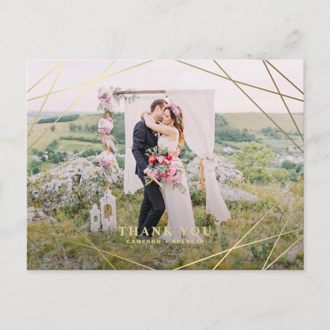 Cartão Postal Arranjo de Quadros Geométricos Dourados Moderno Fa (Frente)