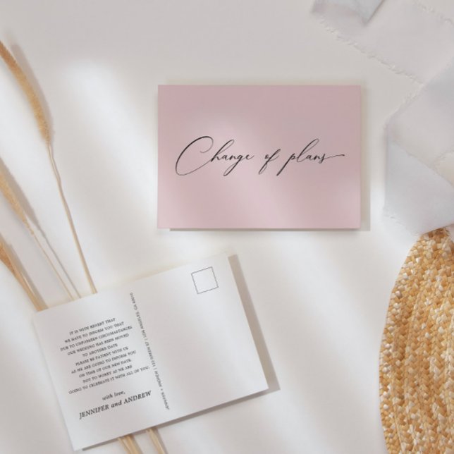 Cartão Postal Arranjo De Script Elegante Rosa De Mudança De Plan (Criador carregado)