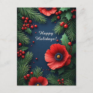 Cartão Postal Arranjo Floral de Natal com Poinsettias