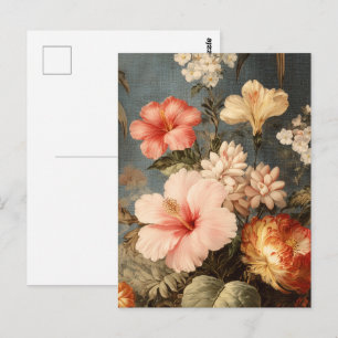 Cartão Postal Arranjo Floral Vintage Vibrante