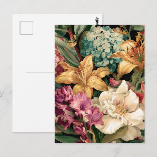 Cartão Postal Arranjo Floral Vintage Vibrante