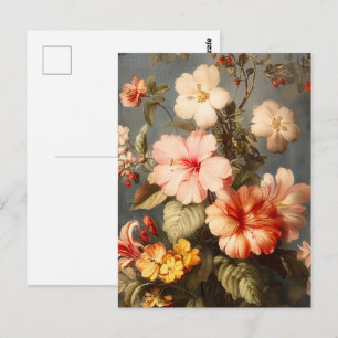 Cartão Postal Arranjo Floral Vintage Vibrante