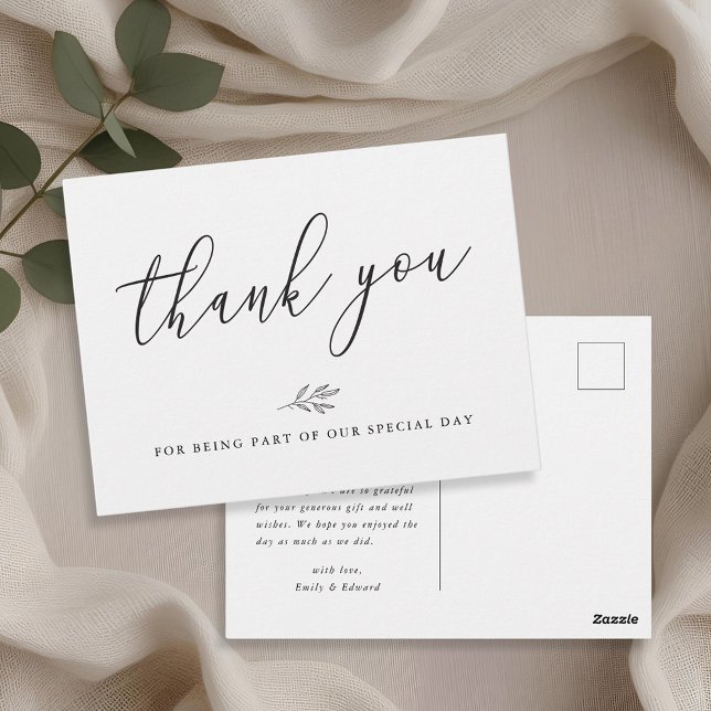 Cartão Postal Arranjo Moderno De Arte De Linha Botânica Obrigado (Criador carregado)