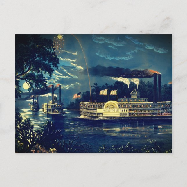 Cartão Postal "Arredondando uma Benda" no Mississippi: (Frente)