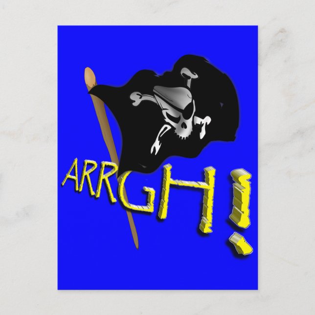 Cartão Postal ARRGH! Waving Jolly Roger Pirate Flag (Frente)