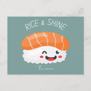 Cartão Postal Arroz e brilho, gato sushi