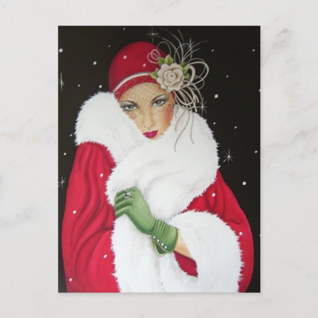 Cartão postal - Art Deco 1930 Saudação de Natal (Frente)